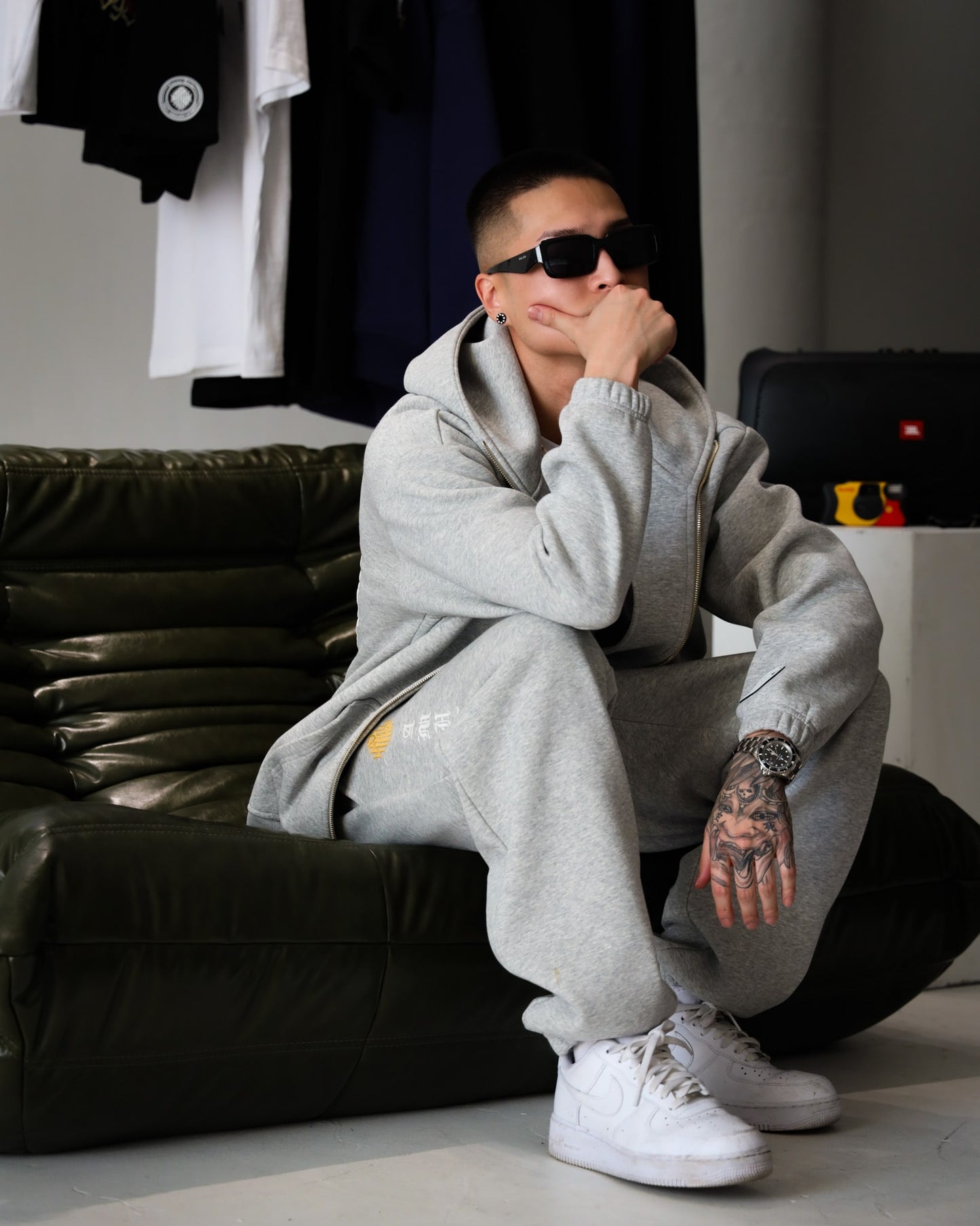 Grey Velvet Interior Sweats